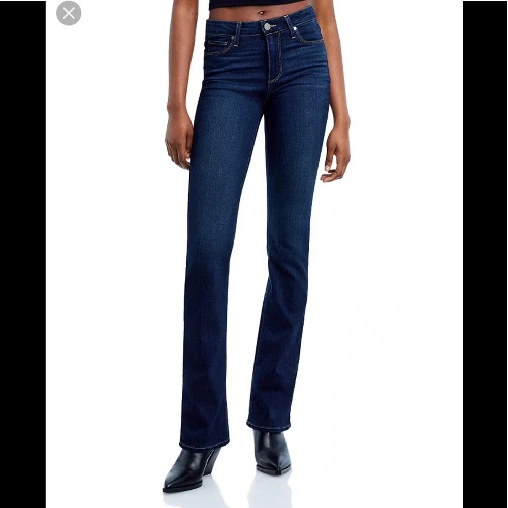 Paige Manhattan Mid Rise Dark Wash Bootcut Jeans - Picture 1 of 10